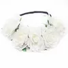 25Color Bride Rose Flower Wreath Head bands Women Girl Floral Crown Hairband Wedding Head Elastic Rubber band Garland Bohemia Headwear