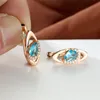 Pendientes de boda de Color dorado champán con corte de pera, circón azul aguamarina, piedra de gota de agua de cristal de lujo para mujer, regalo