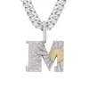 Pendant Necklaces Hip Hop Full Crystal Letter M Daisy Necklace With Iced Out Big 20mm Width Bling Miami Cuban Chain Choker JewelryPendant