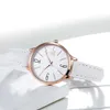 Мода женские часы белые кожаные женские наручные часы простые женские кварцевые часы удобные пряжки круглый чехол час