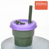 300ml silicone straw cups for kids anti-fall high temperature resistant children tumblers with straws