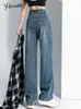 Yitimoky Vintage Baggy Jeans Femme Taille Haute 2022 Été Jambe Large Denim Pantalon Casual Streetwear Lâche Droit Maman Pantalon Y2k L220726