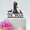 Topper de mariage Bride Groom TopperCouple Silhouette Topper personnaliséChien et commémorer la décoration de gâteau D220618