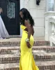 Yellow Color Mermaid Long Prom Dresses 2022 Black Girls Wear Evening Party Gowns Plus Size Elegant Vestido De Festa