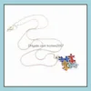 Autismmedvetenhet Jigsaw Halsband Mticolor Crystal Puzzle Piece Pendant Jewelry Drop Delivery 2021 Halsband Pendants FRM9R