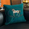 Dutch Velvet Embroidery Horse Pillow Cases Nordic Designer Orange Blue Black Beige Cushion Covers Living Room Sofa Throw Pillow Cover