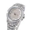 Orologi da polso Hip Hop Full Iced Out Round Digital Stainless Steel Fashion Luxury Strass Quartz Square Business 220726