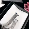 럭셔리 패션 보석 디자이너 귀걸이 삼각형 긴 귀걸이 여성 휴일 선물