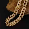 Mans 14K Gold Finish Iced Out Diamond Cuban Chain With Triple Locking Clasp