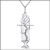 Pendentif Colliers Pendentifs Bijoux Andmade Fil De Cuivre Enveloppé Arbre De Vie Collier Pierre Naturelle Cristal Rose Améthyste P Dhcgs