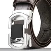 Belts High Grade Black Leather Belt Trendy Non Woven Packaging Hollow Automatic Buckle Luxury Design Brown Solid Cowhide For Men