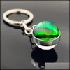 Nyckelringar mode accessoarer norrsken Time Gem Keychain Keyring Double-Sided Glass Ball Charm Pendant Creative Women Män smycken Bes