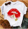 Love Lips T 셔츠 여자 여름 캐주얼 Tshirts Tees Harajuku 그래픽 탑 2022 New Kawaii 여성 티셔츠 여자 의류