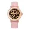 Нарученные часы леопардовый принт Quartz Watch Fashion Animal Стильное женское запястье стальное офис Широкополосы.