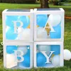 Transparent Name Age Box Party Decr Girl Boy Baby Shower Decorations Baby 2 1st 1 One Birthday Decor Gift Babyshower Supplies