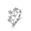 Plate plaque en cuivre Platine Réglable Rings Hollow Heart Shape Crown Men Femmes Engagement Mariage Bijoux de doigt Valentin Accessoire Cadeau