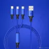 Cavi di ricarica 3 in 1 da 1,2 m per HuaWei LG Samsung Note20 S20 Micro USB di tipo C con sacchetto del opp con tappo a testa in metallo