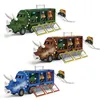 Dinosaur Transport Truck Pobrot Back Dino Can Contener Model Model oświetlenia muzyka dzieci zabawki chłopcy dziecięce prezent urodzinowy 220507