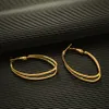 الكلاسيكيات 18K Matte Gold Tone Oval Huggie Hoop أقراط كبيرة مستديرة حزب المجوهرات المجوهرات النائمة