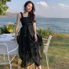 Casual Dresses Summer Black Midi Slip Dress Women 2022 Long Retro Elegant Y2k Ruched Formal for Wedding Guest Birthday Prom Vacationcasual