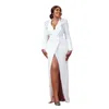 Femmes élégantes Robes de soirée de gaine blanche APRING AUTUME 2024 BLAZER LONG LONGES ROBE PROMPLIQUE APPLIQUE LACE SPARD