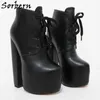 Sorbern 20cm 블록 발 뒤꿈치 발목 부츠 플랫폼 신발 크기 46 주문 - 주문 단단한 부티 unisex 스타일 chunky heels