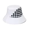 New Outdoor Summer Plaid Fisherman Caps Hip Hop Gorros Panama Sun Black White Check Bucket Hats For Mens Women