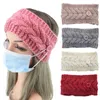 Mode Bogen Winter Wolle stricken warme Frauen Stirnbänder mit Knöpfen Mädchen Turban Outdoor Sport Kopfbedeckung Haarbänder Haarschmuck AA220323