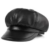 Berets Style Boy Real Leather Student School Caps Hats Lamb Skin Octagonal Hat British Beret DuckBerets