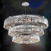 Lustre de plafond de luxe moderne pour salon grand anneau/led carré luminaires pour la maison lampe d'intérieur en cristal chromé