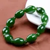 Äkta naturliga gröna jade armband mens jades sten pärlor elastiska pärlor jasper armband för kvinnor fina smycken pi xiu armbangles4497360