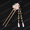 Acessórios chineses de cabelo de hanfu para mulheres para mulheres Flower Pearl Tassel Tassel Shake Hair Sticks Vintage Jóias de noiva vintage