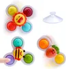 3PCS SUCKTIE CUP SPINNER TOY VOOR BABY Sensory Toys Infant Rammle Spinning Top Bath Toys Birthday Cadeau voor Toddlers 1-3 jaar oud 220524