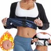 Vrouwen Sauna Shaper Tops Lange Mouw Thermo Zweet Shapewear Afslanken Rits Taille Trainer Corset Gym Fitness Workout Shirt 220801