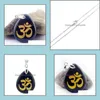Friska halsband hängar smycken jln sanskrit om gravering pendell svart obsidian ncing meditation yoga helande amet halsband med 18 tum
