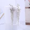 Clip-on Vis Dos Or Argent Creux Fleur Fringe Clip Sur Boucles D'oreilles Pas Percé Strass Dangle Pour Femme Fête De Mariage Star Clips D'oreille