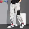 Calças masculinas RainbowTouches Sports Solte Treinamento Fittness Troushers Men Hip Hop Graffiti Fashion Printing Casual Cropped Cargo 220827