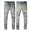 Top-Qualität Jeans Distressed Ripped Biker Hose Slim Fit Motorrad Denim Hose Herren Designer Jeans Größe 28-40#089