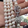 Chaînes Vendre 8-9mm 80cm Blanc Naturel Collier de perles d'eau douce Longue chaîne de pull Chaînes de bijoux de mode