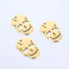 Anhänger-Halsketten, Totenkopf-Charm, Edelstahl, vergoldet, Halloween-DIY-Schmuckherstellung, 3 Stück/Lot