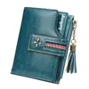 Portefeuilles Damesolie Leer Wallet Modeloze kleine munttasbeurs Zipper Tassel Hoge kwaliteit Korte 2022wallets