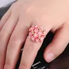 Crystal keramische bloem verstelbare vingerringen voor vrouwen bruiloft goud kleur zirkoon open ring sieraden geschenk verlovingsring