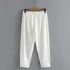 Pantalons de taille plus femme dames été recadrées pour les femmes grandes pantalons blancs élastiques noirs 2xl 3xl 4xl 5xlwomen's