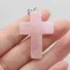 Pendant Necklaces 1pcs Natural Cross Shape Rose Quartzs Malachite Stone Charm For Women Jewelry Making DIY Earring Size 28x45mmPendant