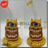 Hookahs Handmade 5mm Thick Glass Bong 10" Monster Eye 3D Heady Glass Bongs Water Pipes Honeycomb Perc Small Mini Dab Oil Rigs with Bowl
