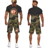 Men039s Teschio indiano Camouflage stampato T-shirt a maniche corteTute Plus Size Uomo Sportwear Motocicletta da corsa Tshirt Pantaloncini Tracce4483654