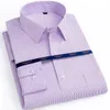 Kvalitet Hög Autumn Men Plus Size Office -skjortor Långärmad bomull 8xl 10xl 12xl överdimensionerad randig formell skjorta Blue Black 220322