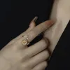 Korean Fashion Flower Hand Knuckle Adjustable Ring For Women Girls Cute Zircon Finger Ring Jewelry Gifts