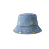 Sombrero de pescador vaquero bordado con cara sonriente Simple, sombrero Retro Harajuku, cubo de verano al aire libre de moda Unisex HCS103