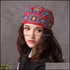 Boinas chapéus bonés chapéus luvas acessórios de moda Mulheres estilo mexicano Ethnic Vintage Bordery Flowers Bandanas Red Print Hat Flo